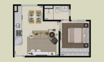 Imagem 3: Brás 1 Dormitório 31 metros