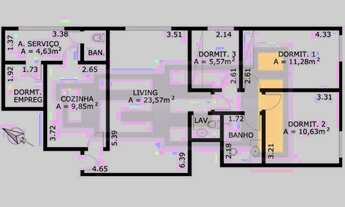 Imagem 2: APARTAMENTO para Locação - Apto com 3 dormitorios com armarios, sala para 2 ambientes, lav