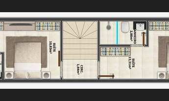 Imagem 4: Sobrado para venda com 81 metros quadrados com 2 quartos em Comasa - Joinville - SC
