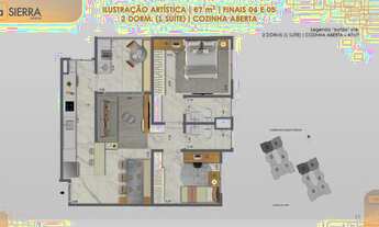 Imagem 3: Apartamento lançamento 67 m² varanda 2 quartos 1 suite em Medeiros - Jundiaí