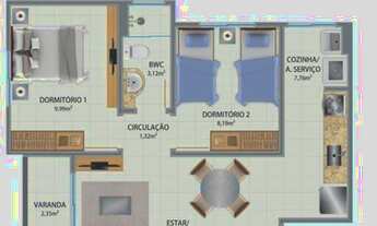 Imagem 5: Apartamento com 2 dormitórios à venda com sacada e churrasqueira na planta por R$ 209.000