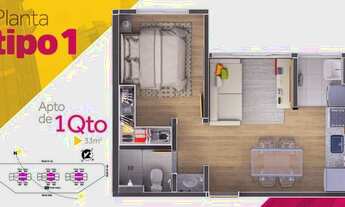 Imagem 5: Apartamento para venda possui 33 metros quadrados com 1 quarto