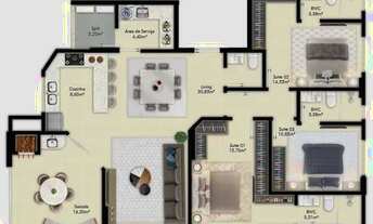 Imagem 6: Apartamento à Venda em Itapema/SC no Berilo Palace Residence na Meia Praia contendo 3 Suít