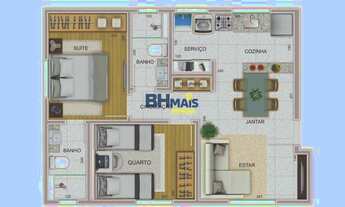 Imagem 4: Apartamento Novo com 02 quartos no Bairro Ouro Preto BH