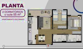 Imagem: Apartamento para venda tem 55 metros quadrados