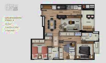 Imagem 3: Apartamento com 3 dormitórios à venda, 85 m² por R$ 781.216,00 - Cabral - Curitiba/PR