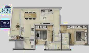 Imagem: Apartamento para venda tem 78 metros quadrados