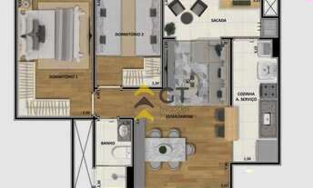 Imagem 2: Apartamento com 2 dormitórios para alugar, 51 m² por R$ 2.100,00/mês - Edifício Carpe Diem
