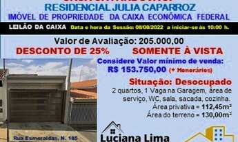 Imagem: CASA RESIDL. JULIA CAPARROZ CATANDUVA SP