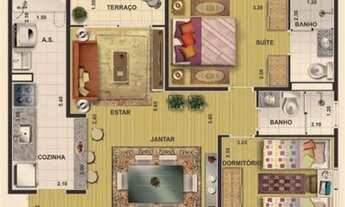 Imagem 3: Apartamento Novo 02 Dormitórios Sala Com Sacada Bairro Santo Antonio