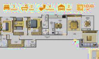 Imagem 4: Apartamento para venda 136 metros quadrados 3 Qtos em Praia do Pecado - Macaé - RJ