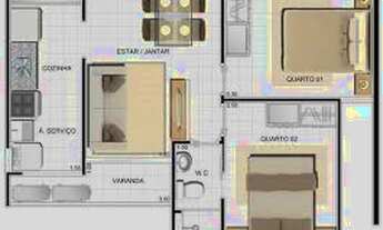 Imagem 5: Apartamento para aluguel possui 47 metros quadrados com 2 quartos