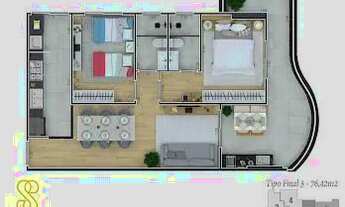 Imagem 2: Apartamento para Venda em Praia Grande, Guilhermina, 2 dormitórios, 1 suíte, 2 banheiros