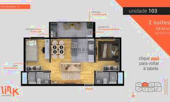 Imagem 2: Apartamento à venda em Curitiba, contando com 2 suítes, uma sala de estar/jantar, cozinha