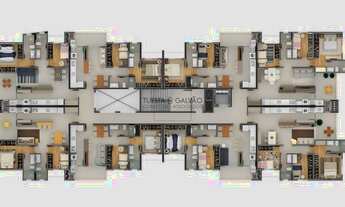 Imagem 6: Apartamento à venda em Curitiba, com uma suíte e um quarto simples, sala de estar/jantar