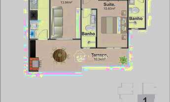 Imagem 2: Cobertura com 3 dormitórios à venda, 142 m² por R$ 1.331.448,73 - Aviação - Praia Grande/S