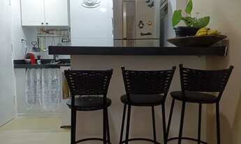 Imagem 3: Apto tipo sala living, na praia, quarto e sala conjugados, cozinha, banheiro, elevador, ga