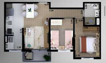 Imagem 3: Apartamento com 2 dormitórios à venda, 47 m² por R$ 250.000,00 - Vila Camilópolis - Santo