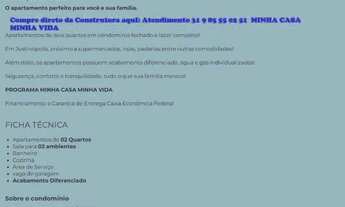Imagem 7: Apto 2 quartos área privativa, minha casa minha vida compre aqui direto da Construtora