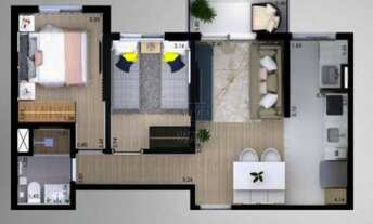 Imagem 3: Apartamento com 2 dormitórios à venda, 47 m² por R$ 304.380,00 - Vila Camilópolis - Santo