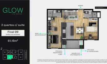 Imagem 4: Excelente Apto no Novo Mundo para venda possui 61 m² com 2 quartos, 1 suíte e 1 vaga