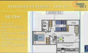 Imagem 2: Apartamento para venda possui 50 metros quadrados com 2 quartos