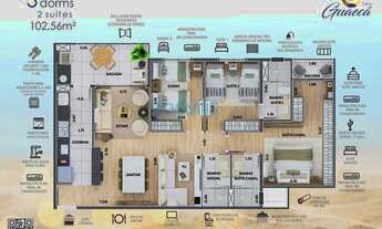 Imagem 6: Apartamentos à venda - 2 e 3 dorms - 76 e 102 m² - Edifício Guaecá - Jardim das Nações - T