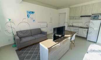 Imagem 4: Flat todo mobiliado com 26m², cozinha completa e geladeira grande próximo ao Hospital das