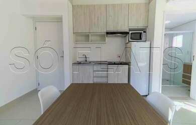 Imagem 5: Flat todo mobiliado com 26m², cozinha completa e geladeira grande próximo ao Hospital das