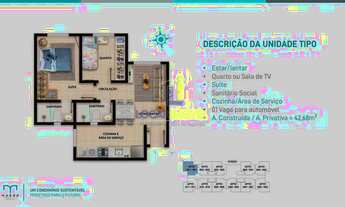 Imagem 6: Apartamento 5º andar de 2 quartos 1 suíte, com elevadores em condomínio com lazer completo