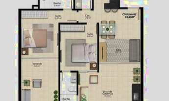 Imagem 3: Apartamento de 3 quartos, sendo 03 suítes, 99,75M², 02 vagas de garagem à venda na Praia d