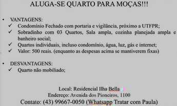 Imagem: Vagas de quartos para moças