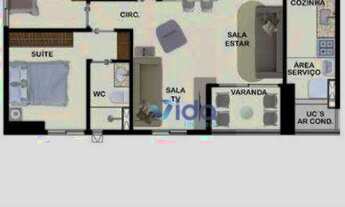 Imagem 4: Apartamento em construção com 3 dormitórios, sendo uma suíte, à venda, 63 m² por R$ 667.45