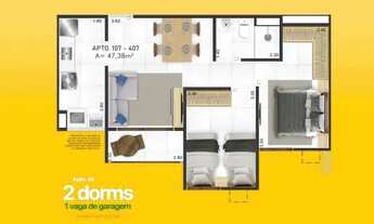 Imagem 7: Apartamento para venda tem 47 metros quadrados com 2 quartos
