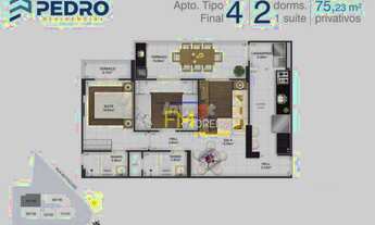 Imagem 2: Apartamento com 3 dormitórios à venda, 97 m² por R$ 450.000 - Tupi - Praia Grande/SP