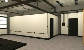 Imagem 6: Sala comercial com ambientes integrados e reversíveis por portas de correr. Em final de re