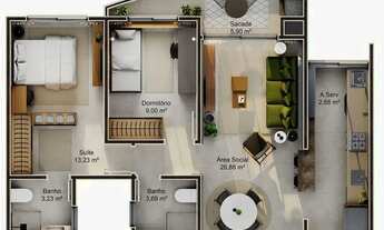 Imagem 2: Apartamento 3 Dormitórios para venda em Florianópolis - SC