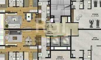Imagem 3: Apartamento para Venda - 62.53m², 2 dormitórios, sendo 1 suites, 1 vaga - Jardim do Salso