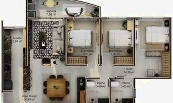 Imagem 5: Apartamento 3 Dormitórios para venda em Florianópolis - SC