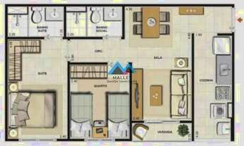 Imagem 4: Apartamento de 2 quartos, sendo 1 suíte, 53 M², à venda no Condomínio SUMMER BANDEIRANTES