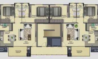 Imagem 3: Apartamento para venda possui 80 metros quadrados com 2 quartos em Joáia - Tijucas - SC