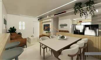 Imagem 4: Apartamento de aproximadamente 90m² total com três quartos, sala ampla, 2 vagas de garagem