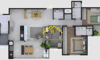 Imagem 2: Apartamento com 3 dormitórios à venda, 102 m² por R$ 925.166 - Vila Assunção - Santo André