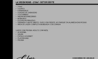 Imagem 3: LA VIE EN ROSE uplex para venda com 219m² - Frente para o Parque no Setor Oeste - Goiânia