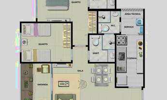 Imagem 7: Apartamento para venda tem 54 metros No Torre Carcassone com 2/4 em Parque Bela Vista - Sa