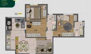 Imagem 3: Apartamento 2 dormitórios Parque Industrial - Suíte e Varanda Gourmet