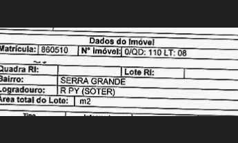 Imagem 2: Serra Grande - Lot Soter Rua Py Terreno 750m2 (Imóvel Retomado Caixa