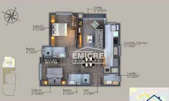 Imagem 5: EMICREI VENDE APARTAMENTO LANÇAMENTO com 74,97m², 2 quartos com suíte, ótima localização