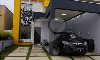 Imagem 1: Indaiatuba - Casa Condomínio Park Real 109 m2 - Sala com pé direito duplo 6m com Mezanino