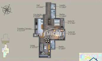 Imagem 6: EMICREI VENDE APARTAMENTO LANÇAMENTO com 74,97m², 2 quartos com suíte, ótima localização